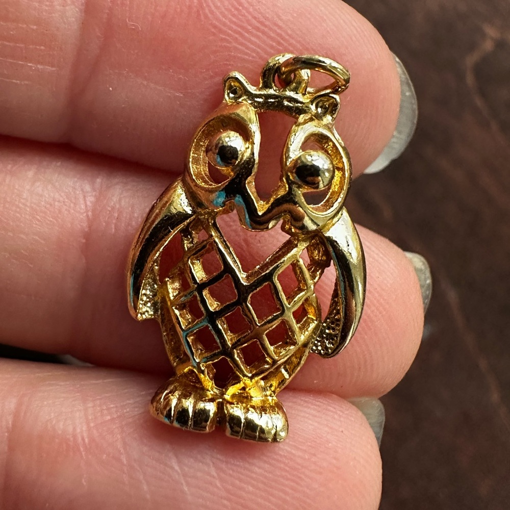 Inheritance Gold Owl Bird Charm Pendant